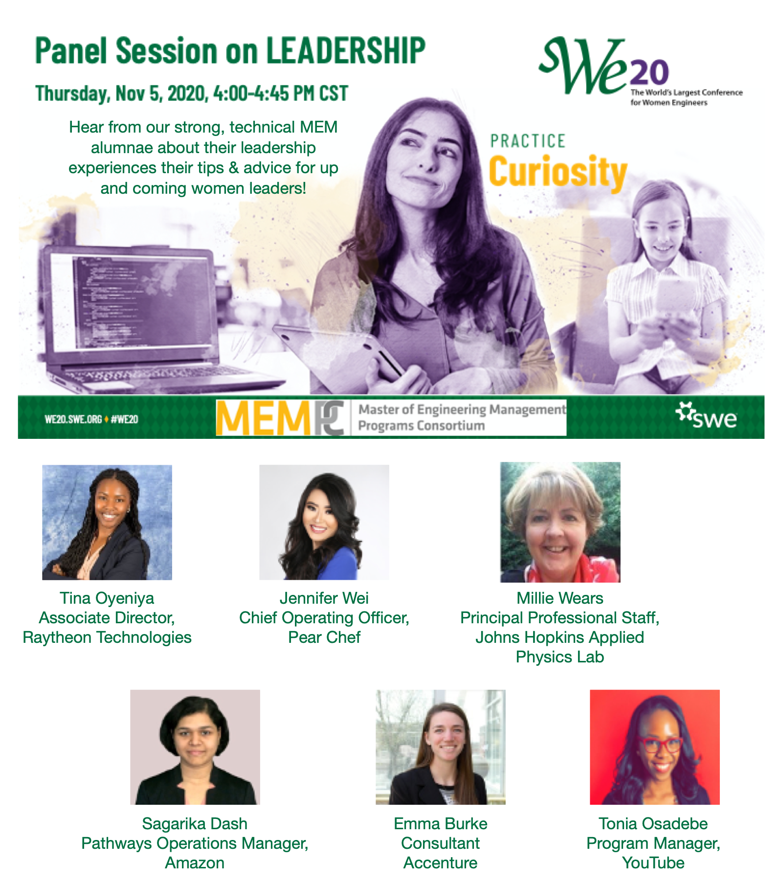 Panel session on leadership hosted by Master of Engineering Management Programs Consortium for SWE Annual Conference
